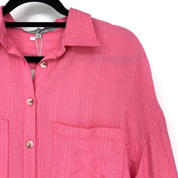 Ramona LaRue Shirt Women's Size Small Lucia Oversized Button Down Hot Pink NEW - Picture 3 of 6